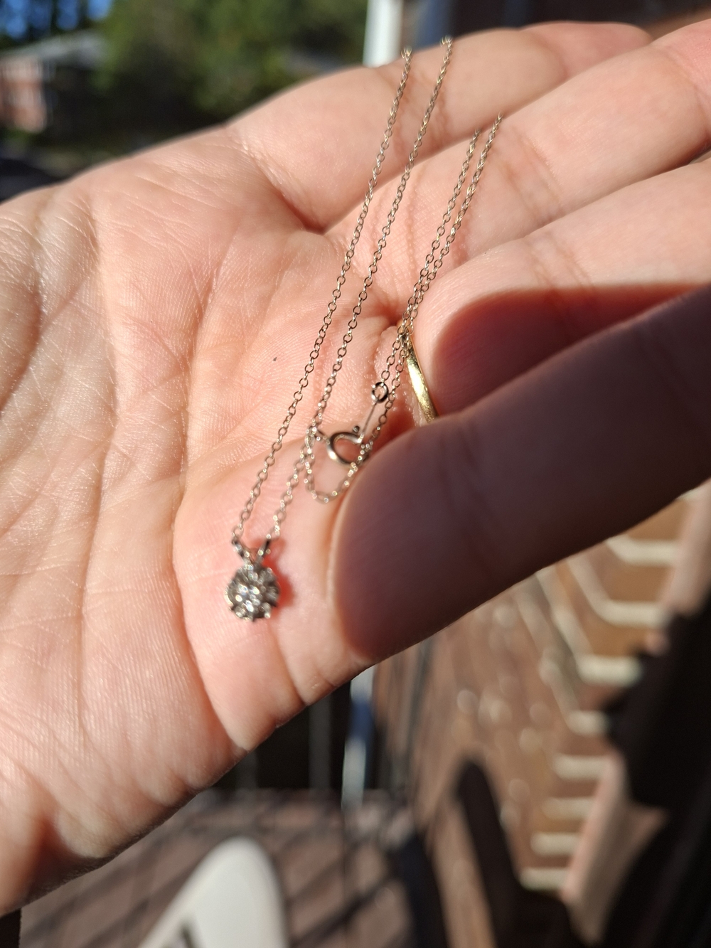 14K White Gold Diamond Necklace